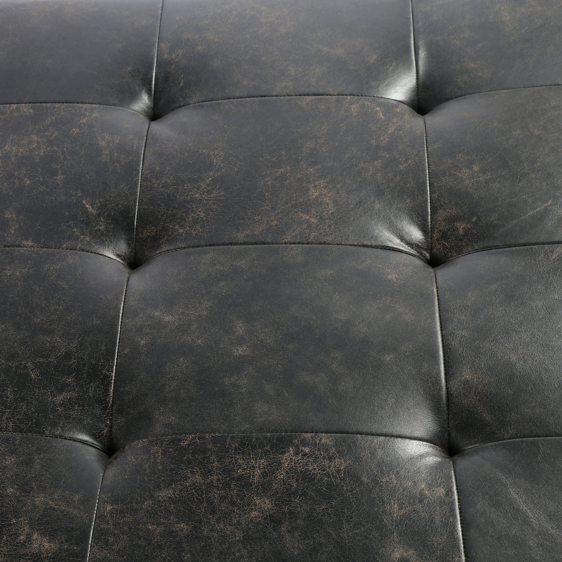 four hands lindy coffee table leather tufted top