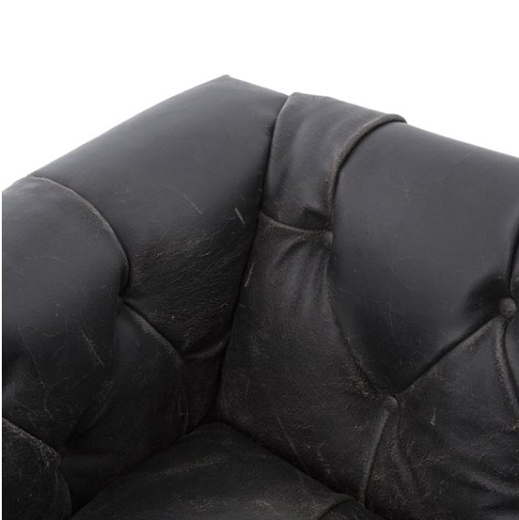 Four Hands Maxx Swivel Chair Destroyed Black Leather Iron