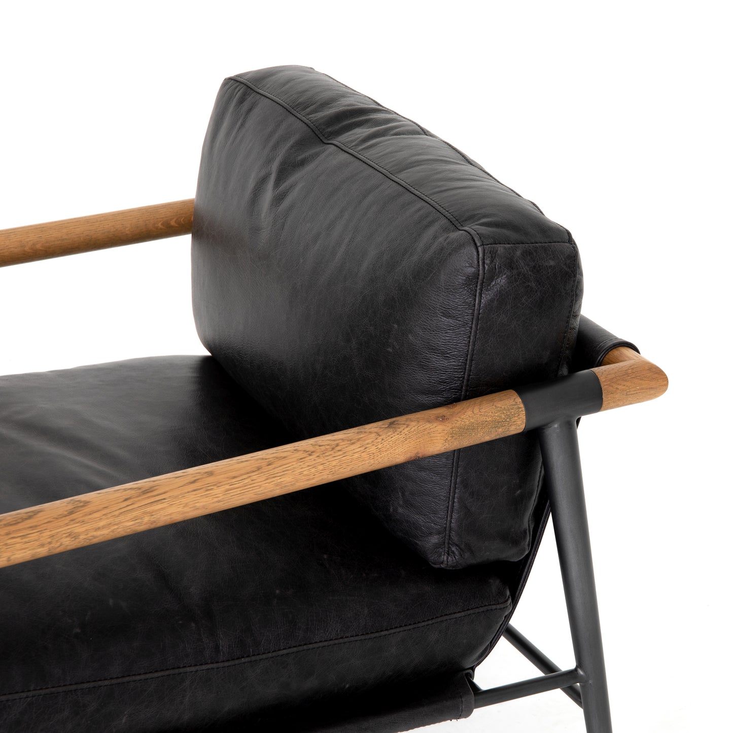 four hands rowen chair sonoma black cushion arm detail