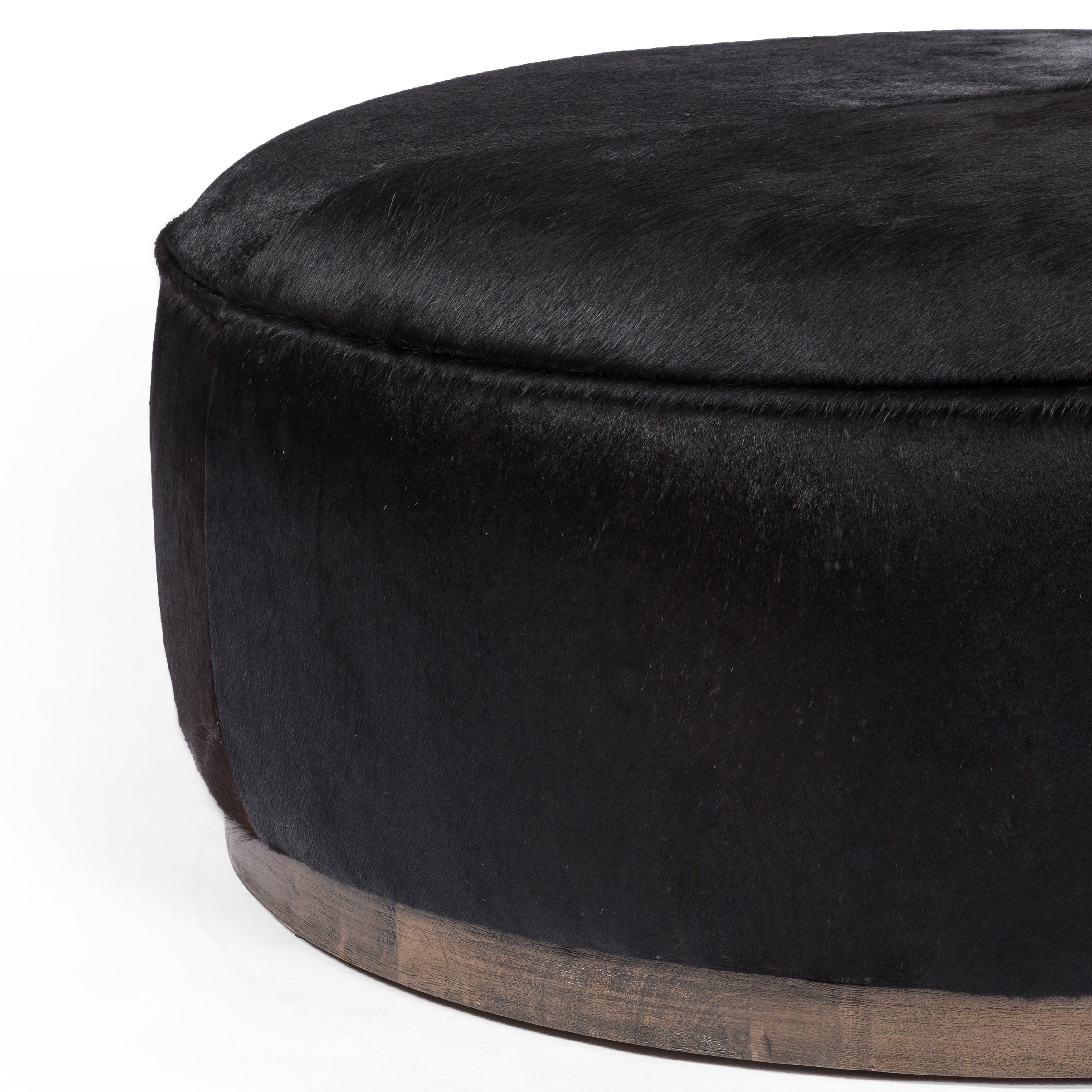 Black ottoman online leather