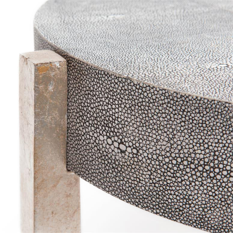 Dexter Coffee Table Silver and Cool Gray Faux Shagreen