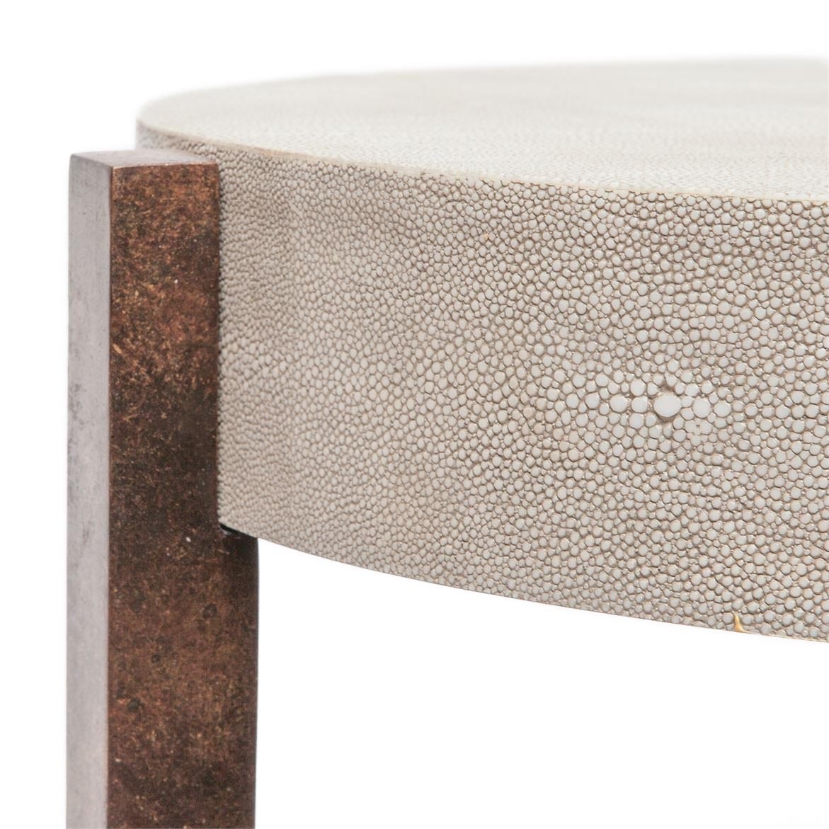 Made Goods Dexter Side Table Bronze and Sand Faux Shagreen