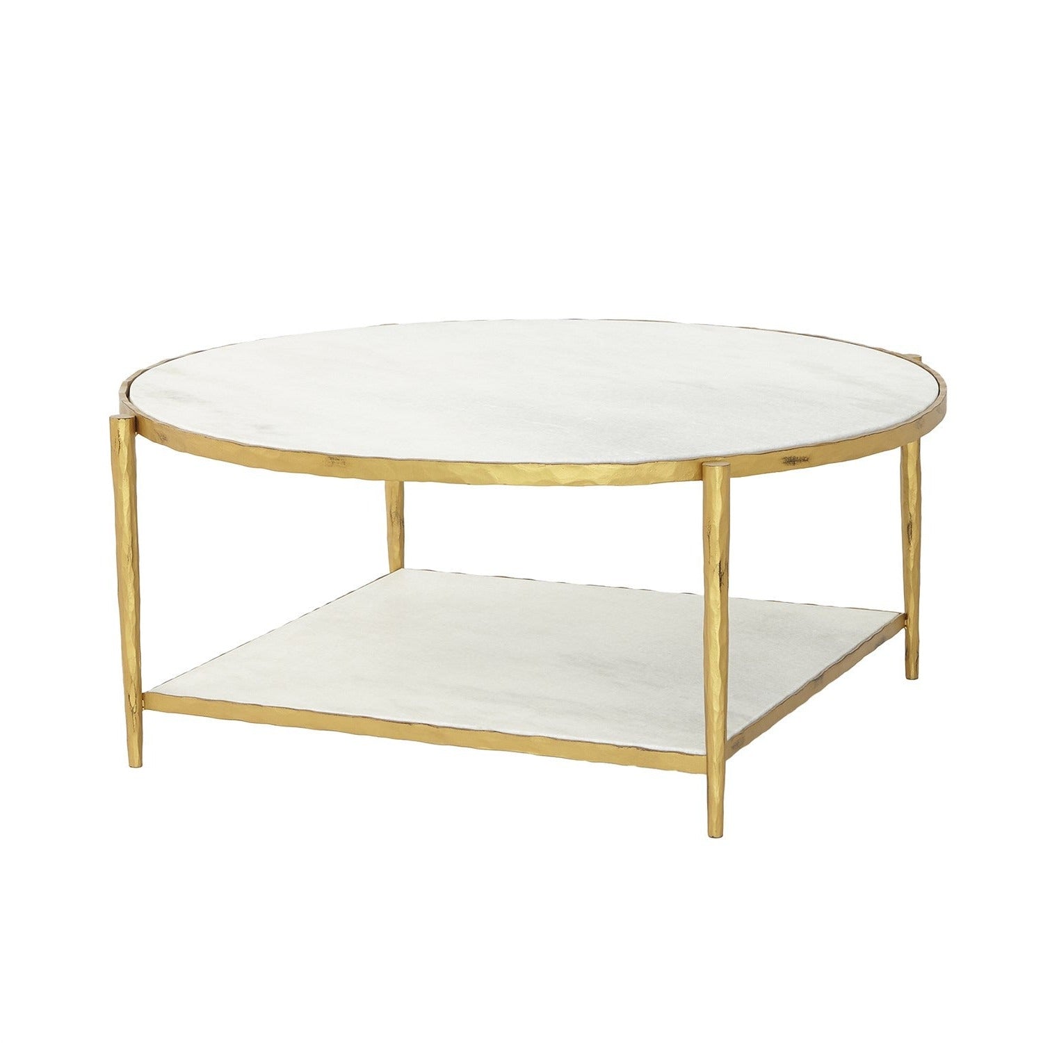 global views circle square cocktail table gold white marble full
