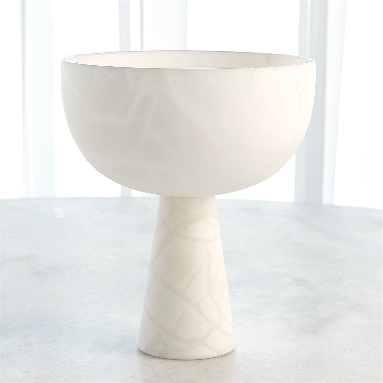 global views footed alabaster bowl silver front