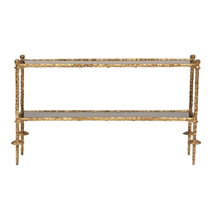 global views gold chiseled console black granite entry sofa table