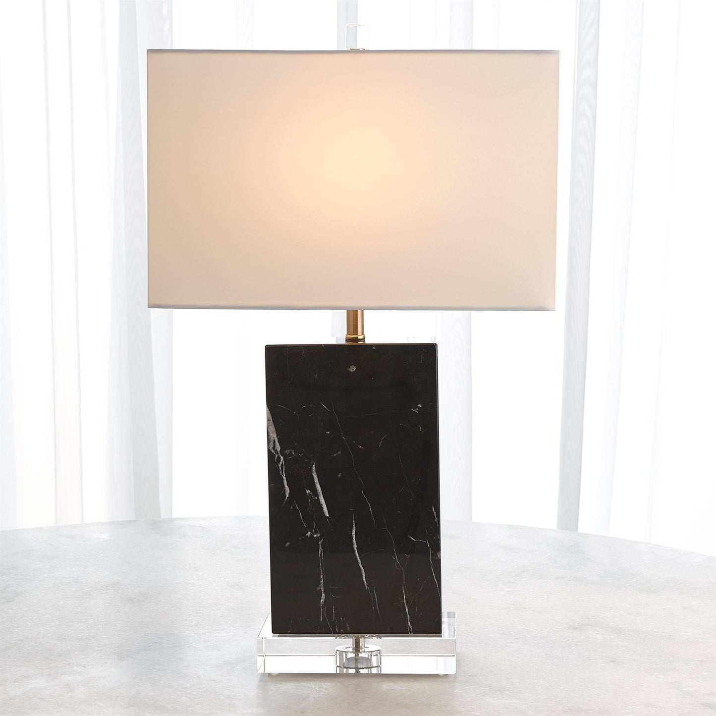 global views marble rectangular table lamp black illuminated
