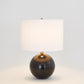 global views marble sphere table lamp black front illuminated