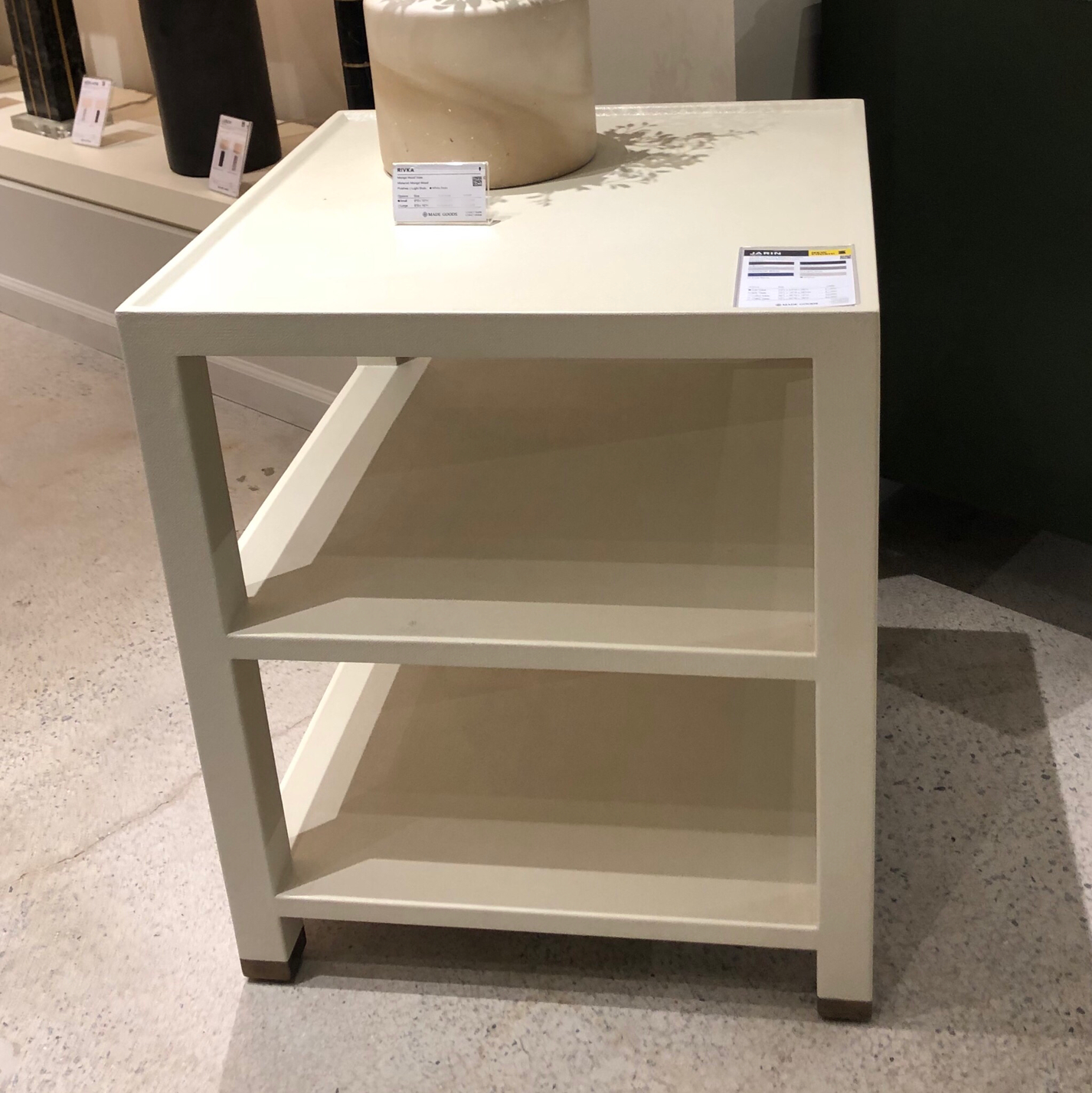 Made Goods Jarin Side Table White Faux Belgian Linen multiple options