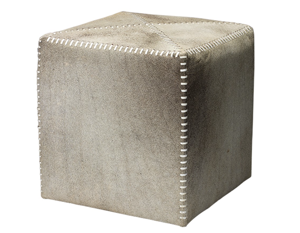 Jamie Young Grey Hide Ottoman Small Stool Hide Cowhide 