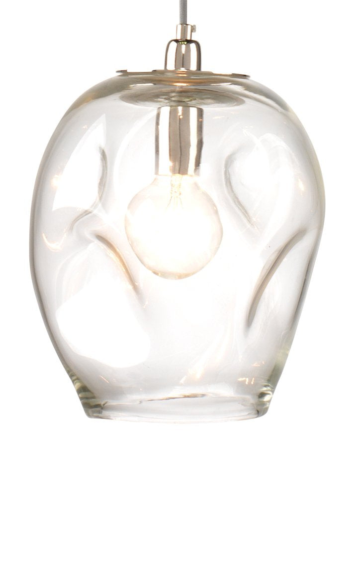 jamie young large dimpled glass pendant clear illuminated