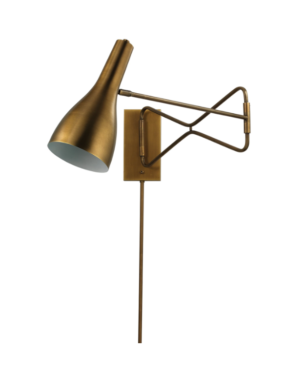 Jamie Young Lenz Swing Arm Sconce Brass Antique Steel