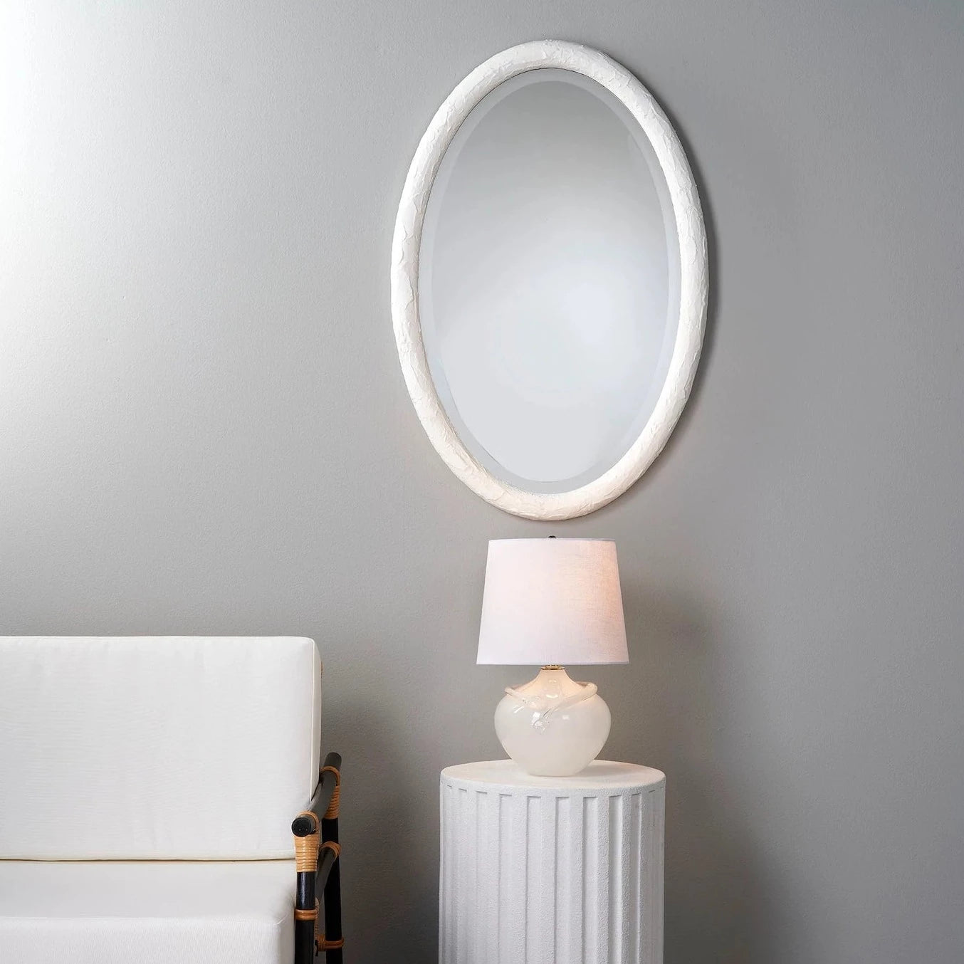 jamie young ovation oval white mirror styled
