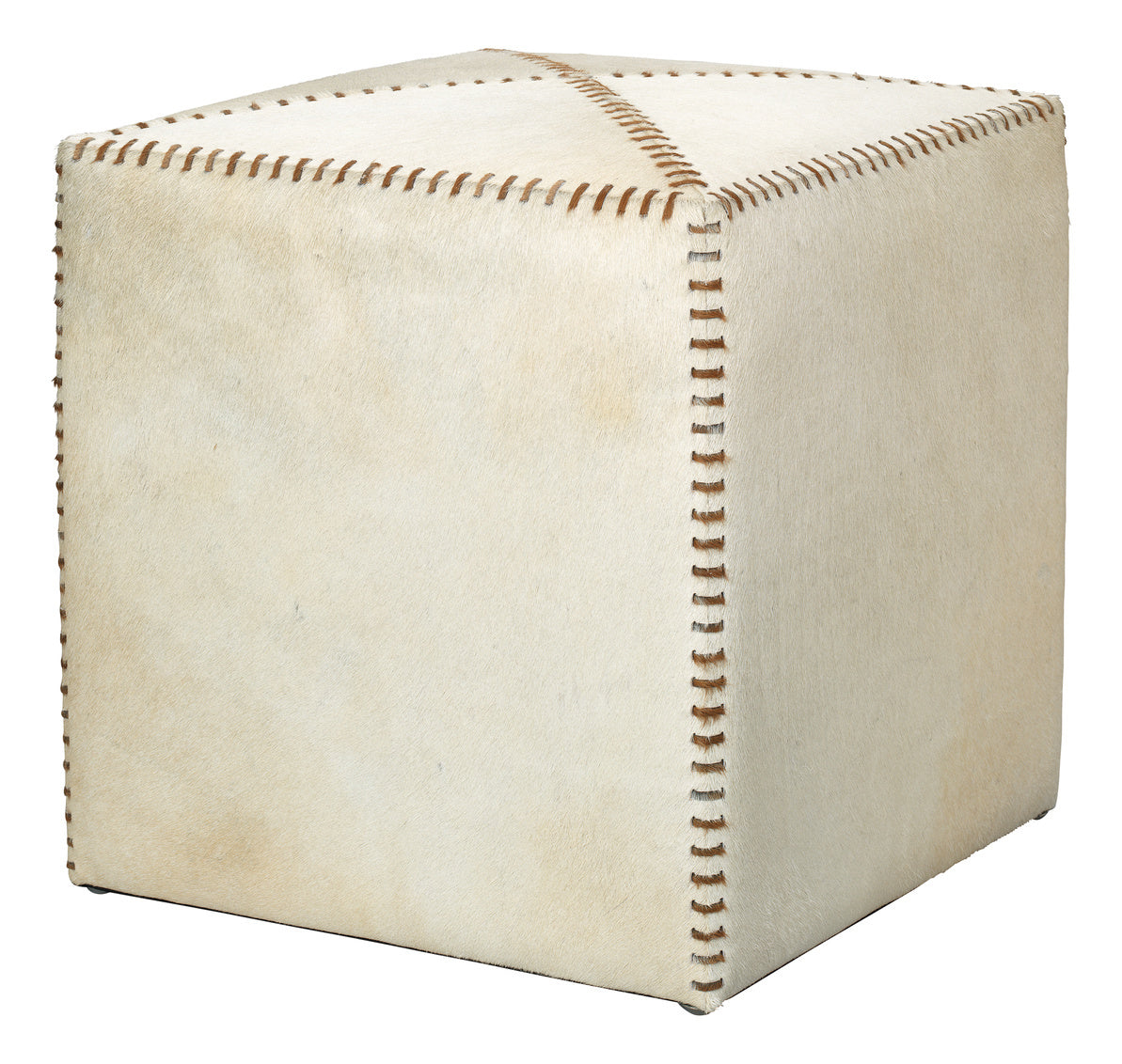 jamie young small ottoman white hide