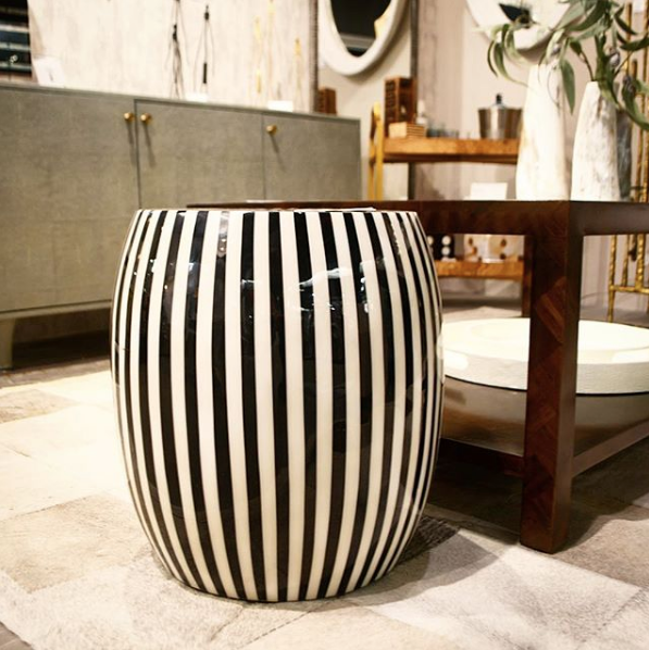 Black and online white garden stool