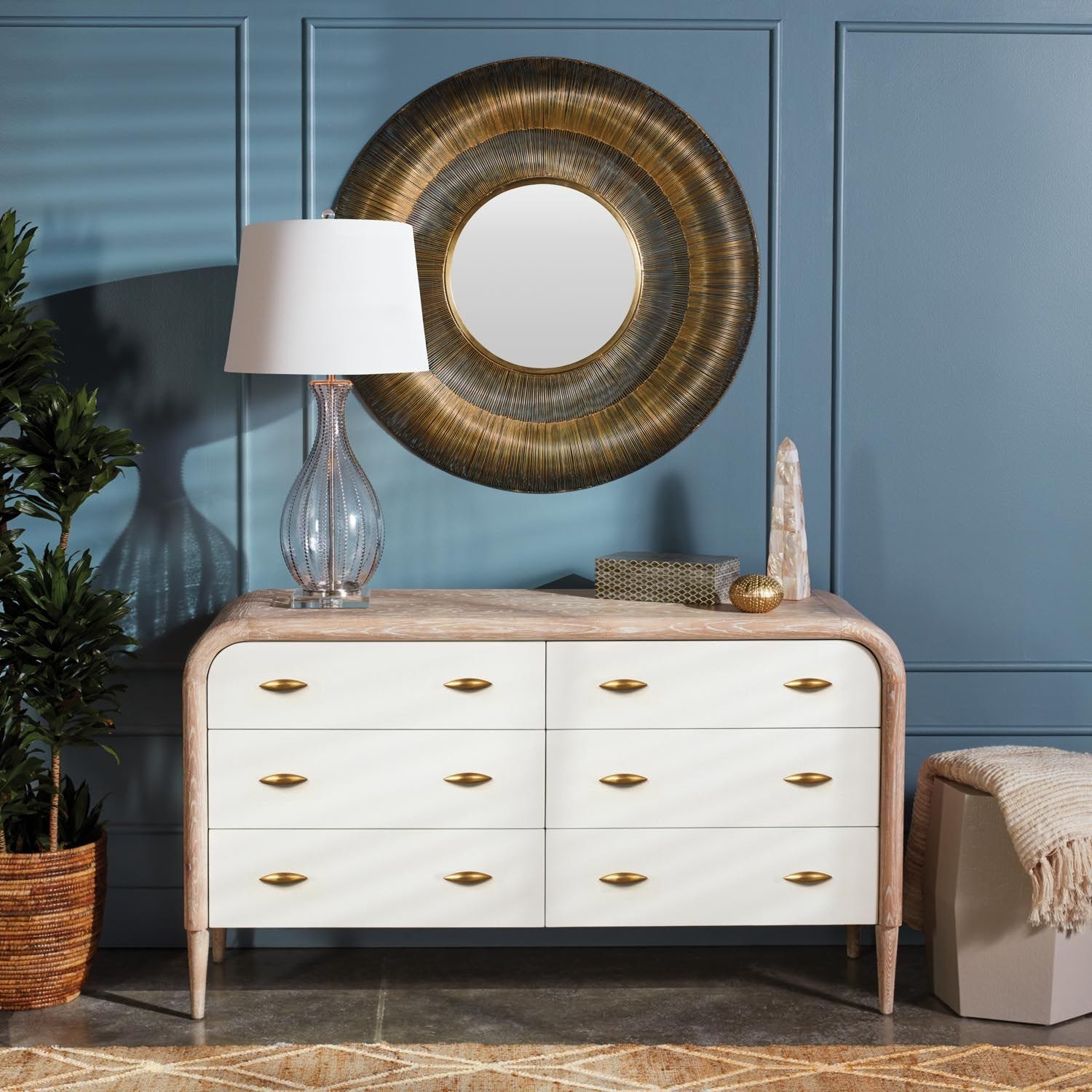 60 inch dresser Pierre 60" Dresser Pristine and Whitewashed Oak
