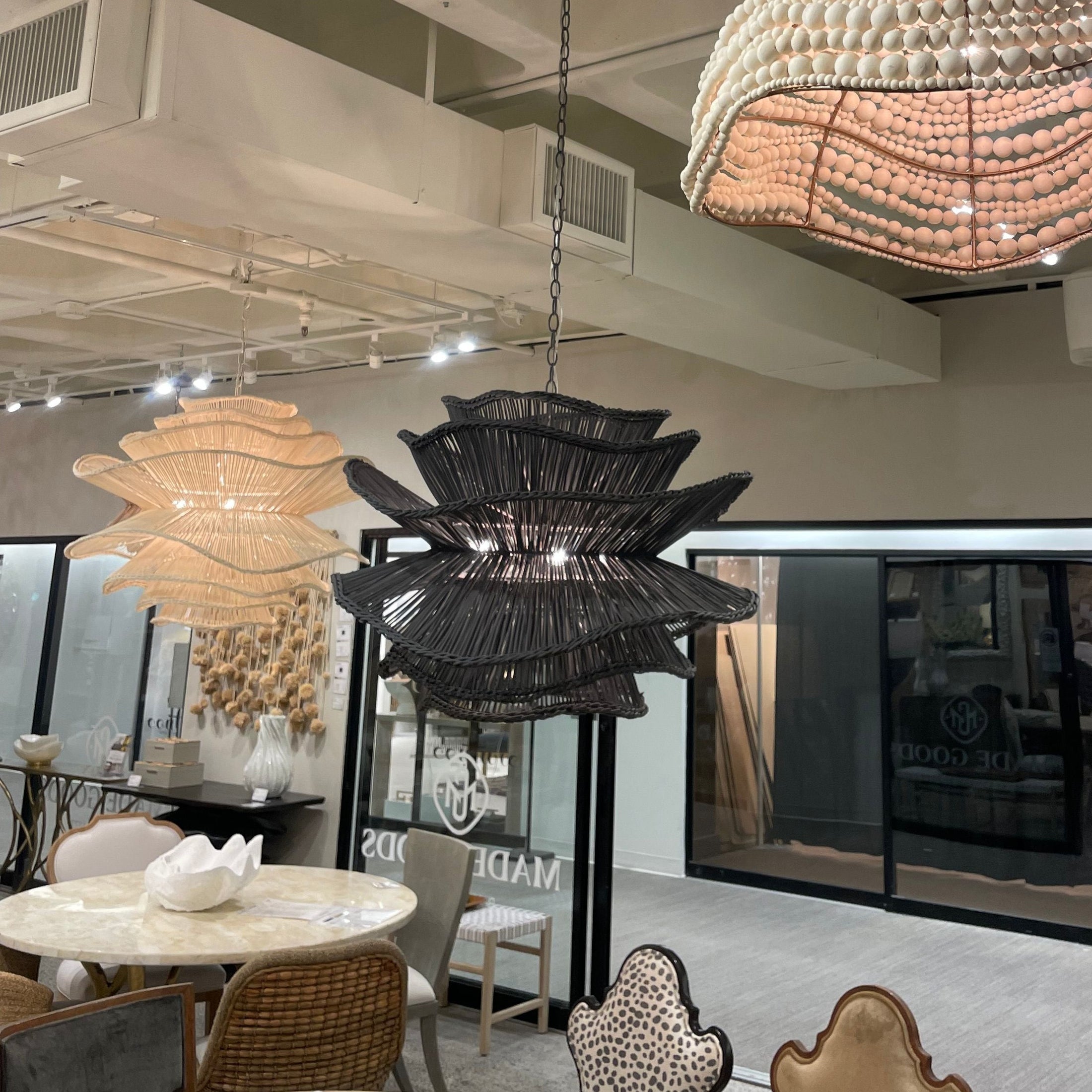 Made Goods Alondra Chandelier Dark Charcoal Rattan CLAYTON GRAY HOME