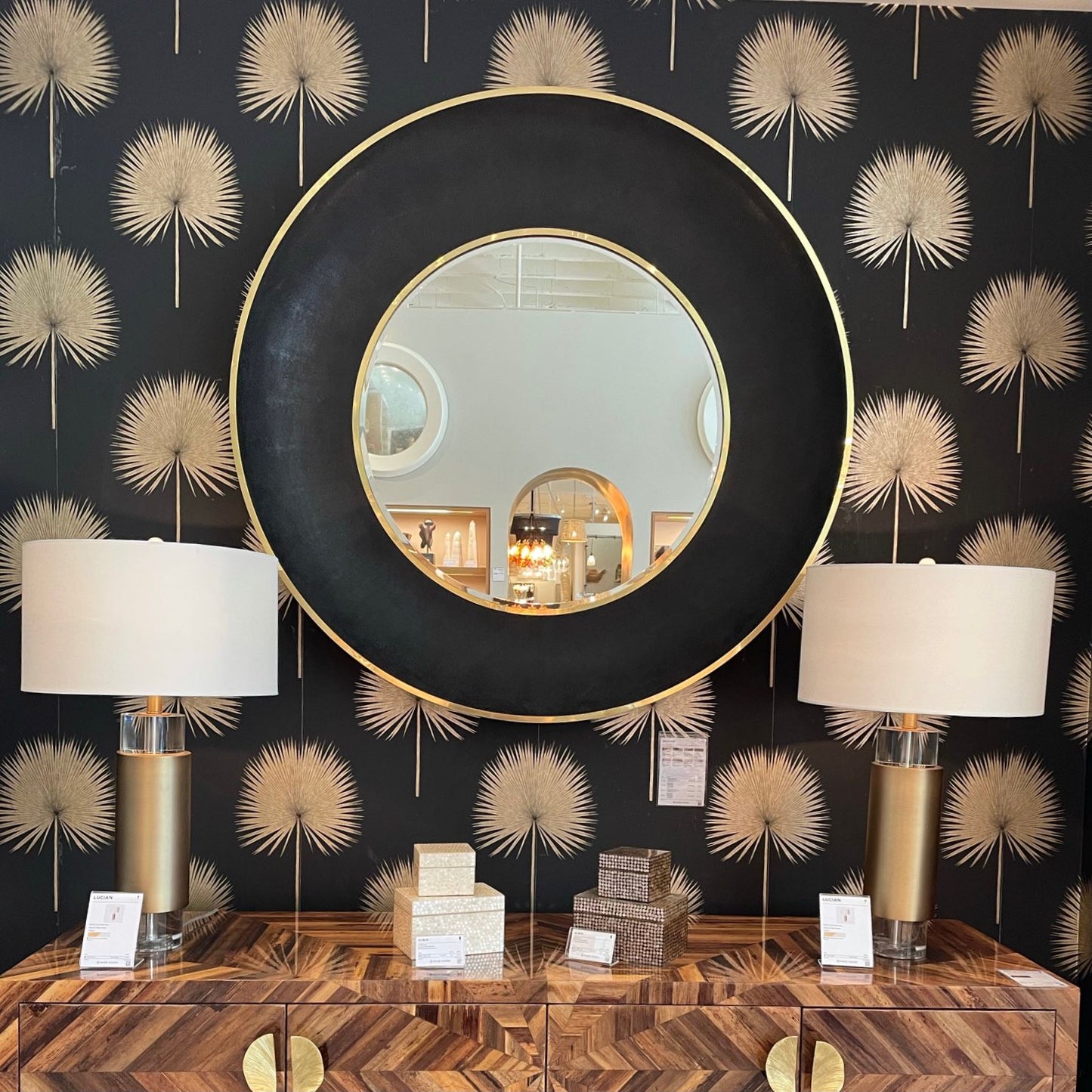 armond mirror small black and gold