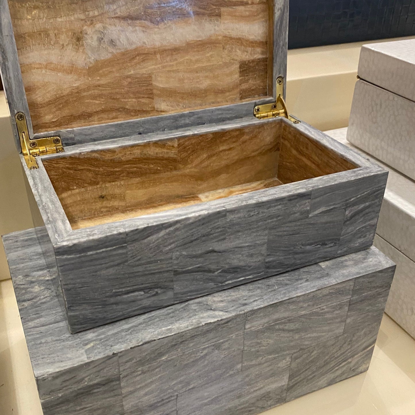 This breathtaking box has a surprise inside-a gorgeous marble interior to match its exquisite facade. market