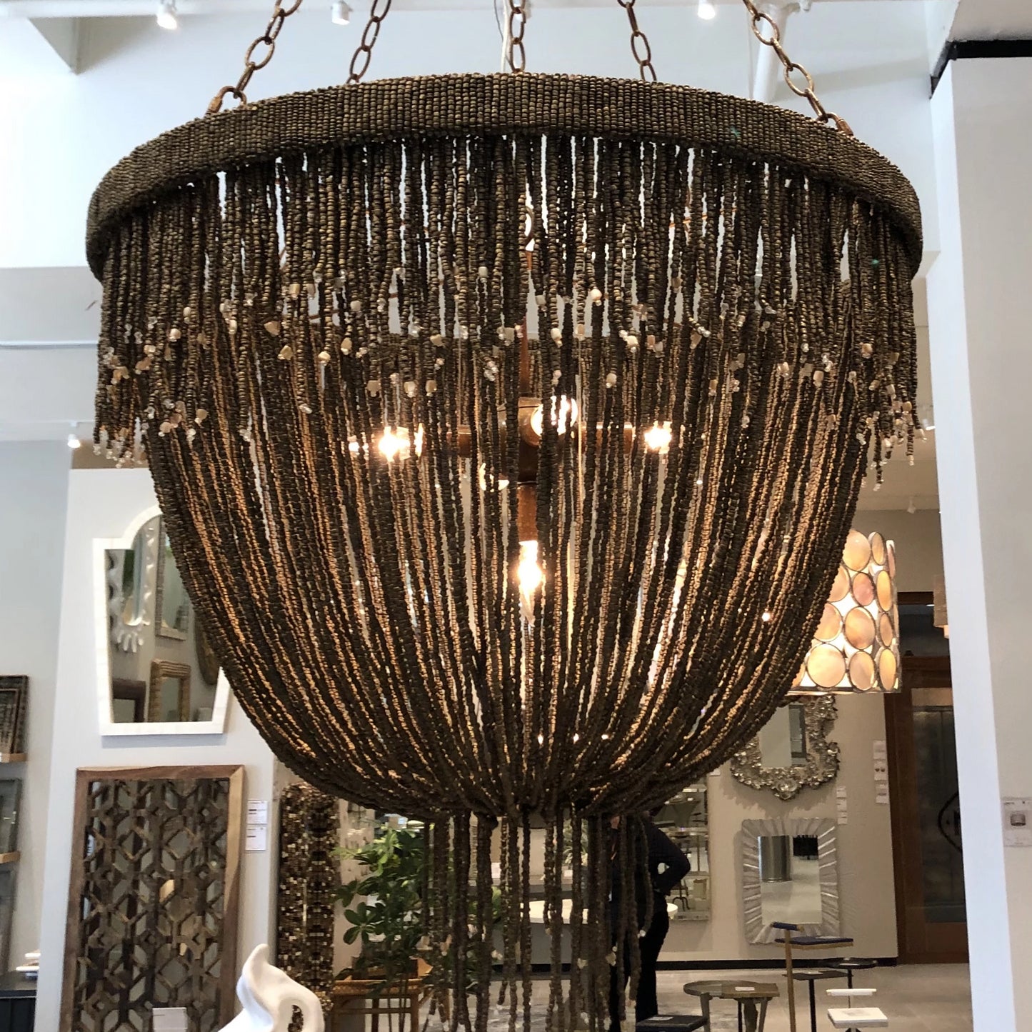 Made Goods carmen chandelier bronze coco beads hanging
