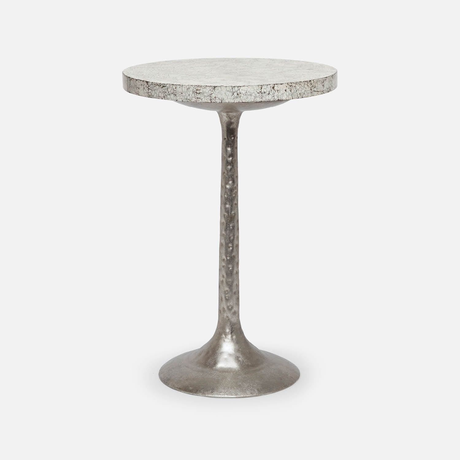 made goods delancy side table silver gray eggshell front