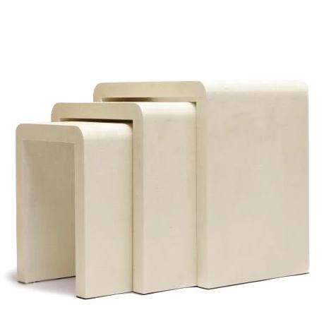 made goods harlow nesting tables ivory set of 3 faux shagreen side table
