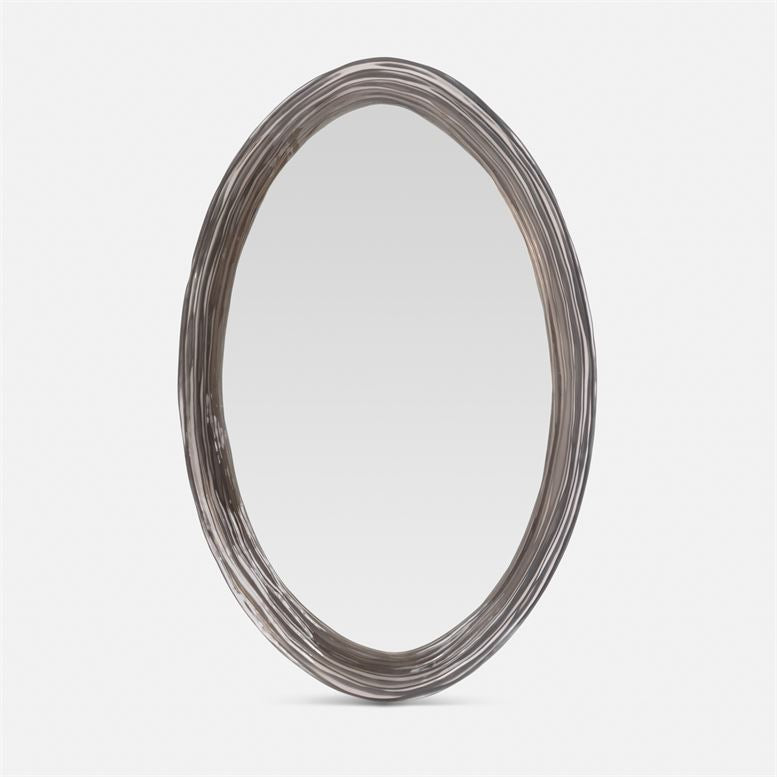 Hetty Oval Mirror Smoke Translucent Resin