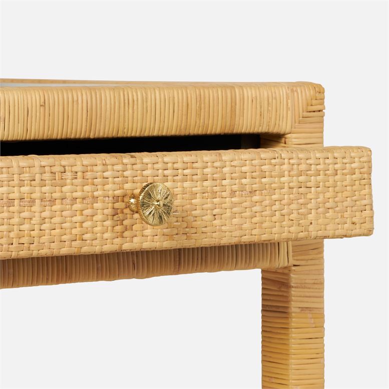 made goods isla two drawer desk natural peeled rattan drawer