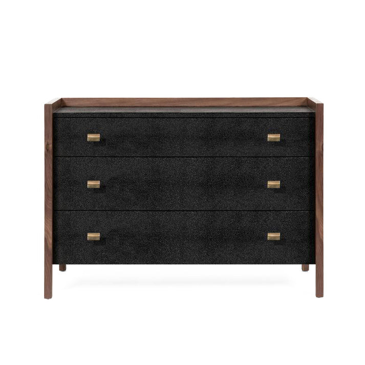 Made Goods Kennedy Dresser 48" Black Vintage Faux Shagreen and Walnut