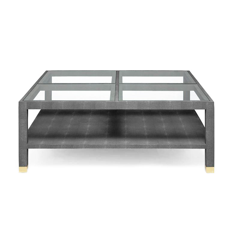 Lafeu Square Coffee Table Cool Gray Faux Shagreen