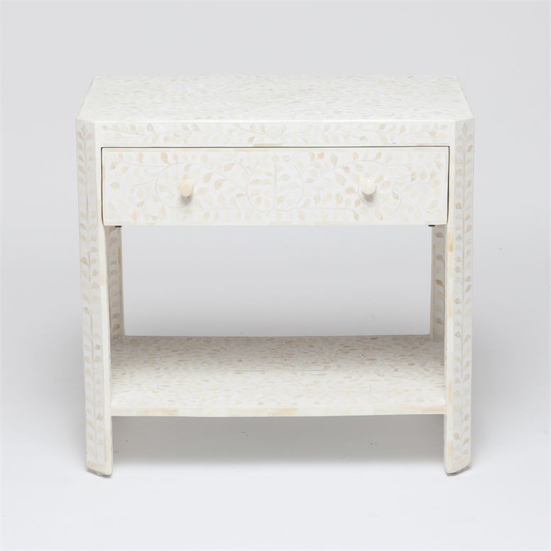 Lexi Double Nightstand Natural Bone and White Resin
