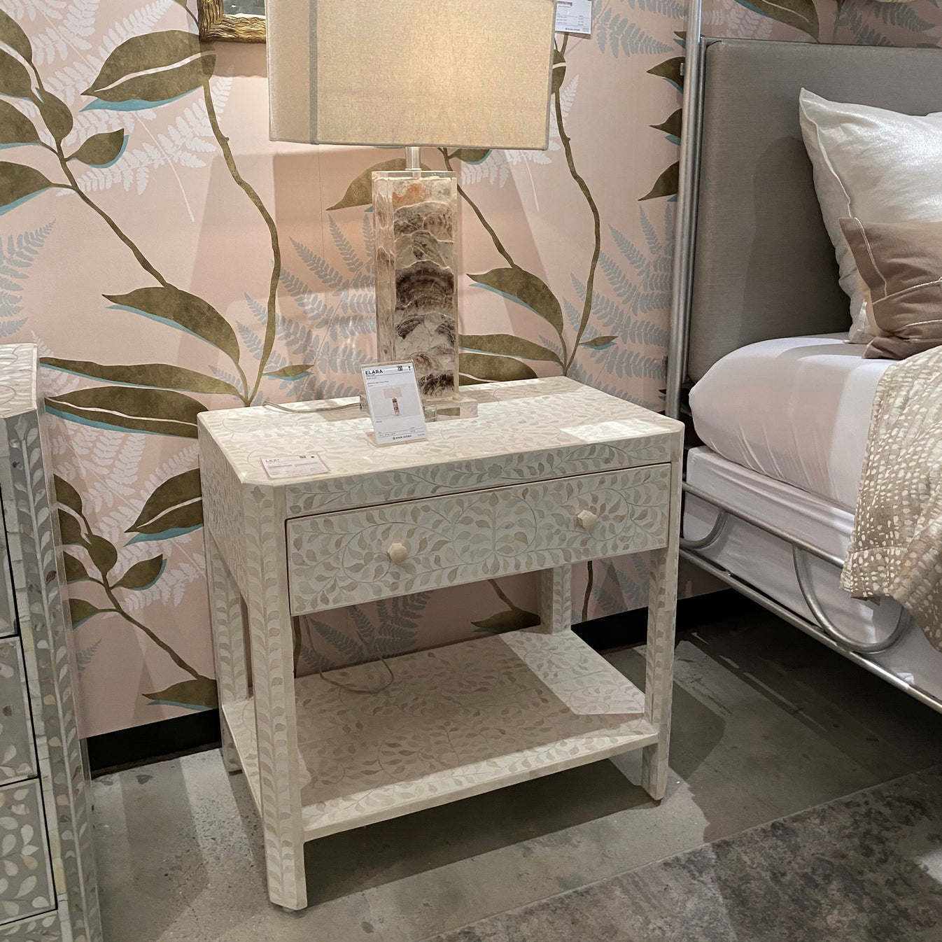 Made Goods Lexi Double Nightstand Natural Bone and White Resin