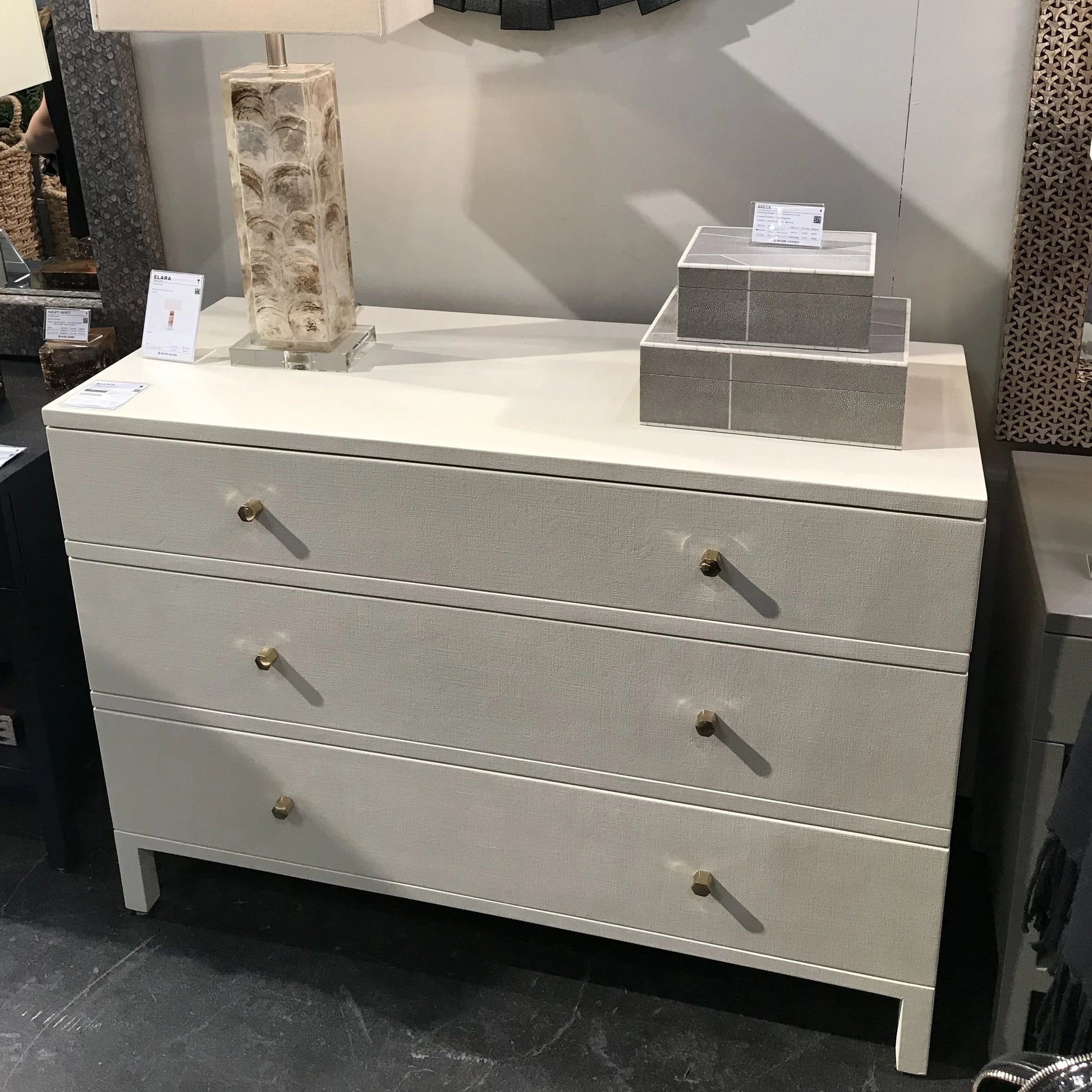 Made Goods Maris 48" Dresser White Faux Belgian Linen CLAYTON GRAY HOME Made Goods Maris 48" Dresser White Faux Belgian Linen CLAYTON GRAY HOME