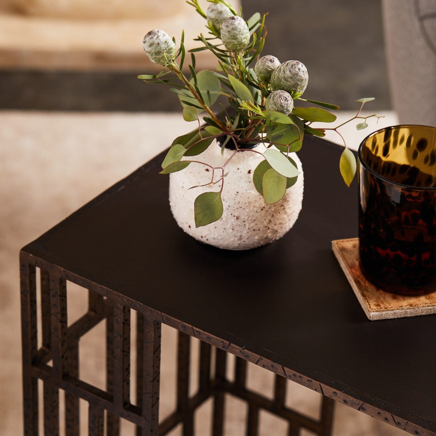made goods melville table black bronze top styled