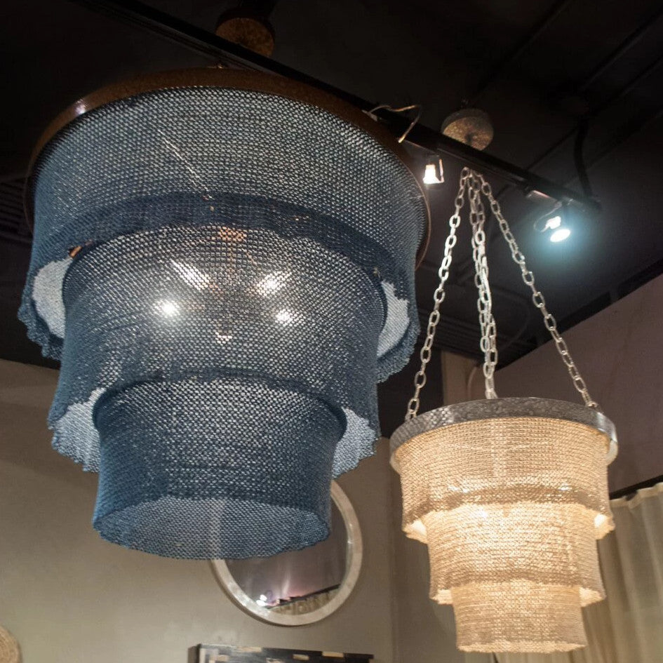 Patricia Chandelier Dusty Blue and Gold