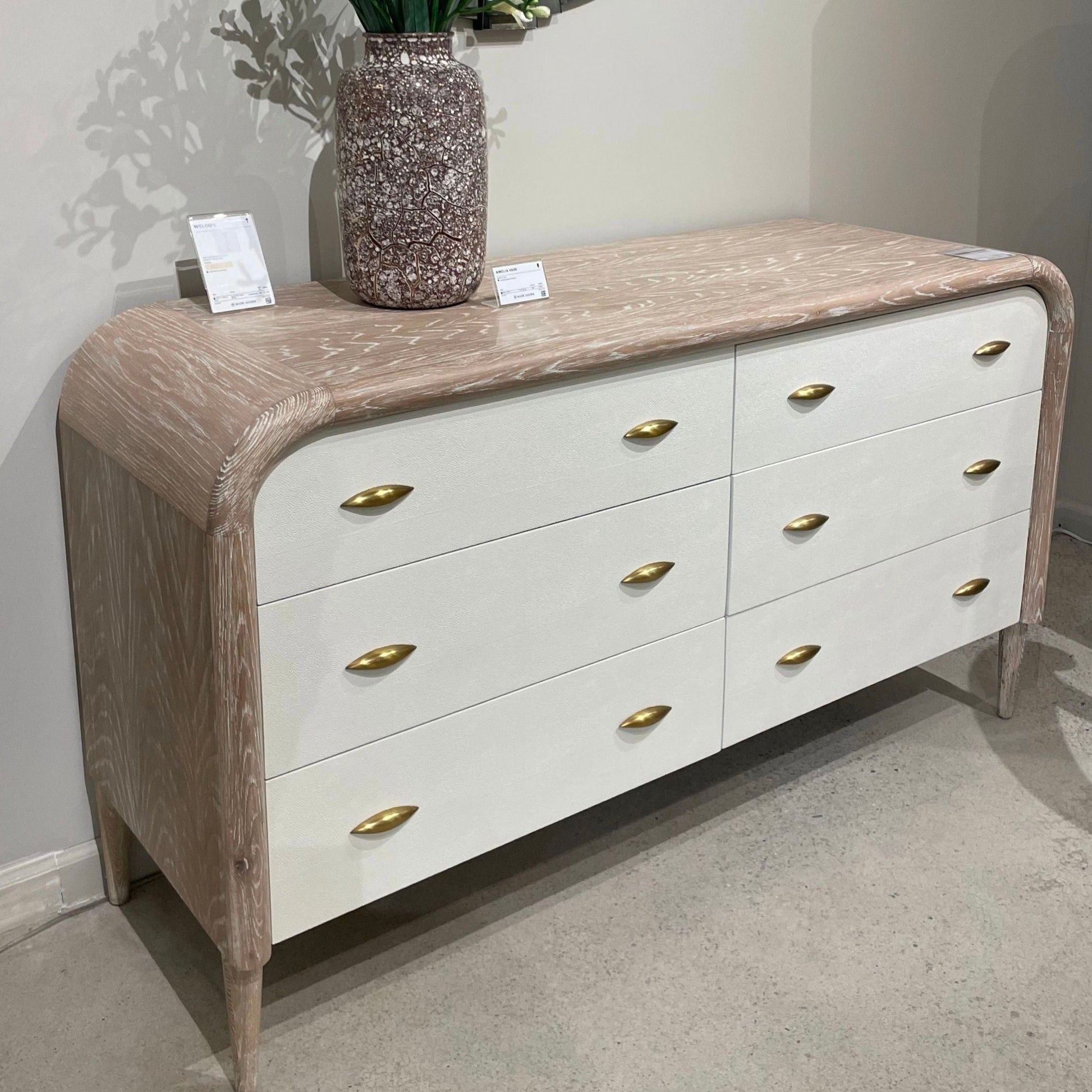 Made Goods Pierre 60" Dresser Pristine and Whitewashed Oak CLAYTON GRAY HOME Made Goods Pierre 60" Dresser Pristine and Whitewashed Oak CLAYTON GRAY HOME