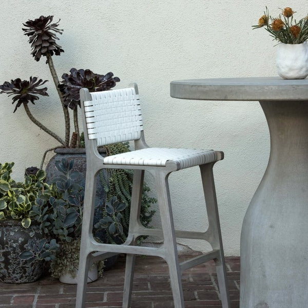 Made Goods Rawley Bar and Counter Stool White and Gray Teak multiple
