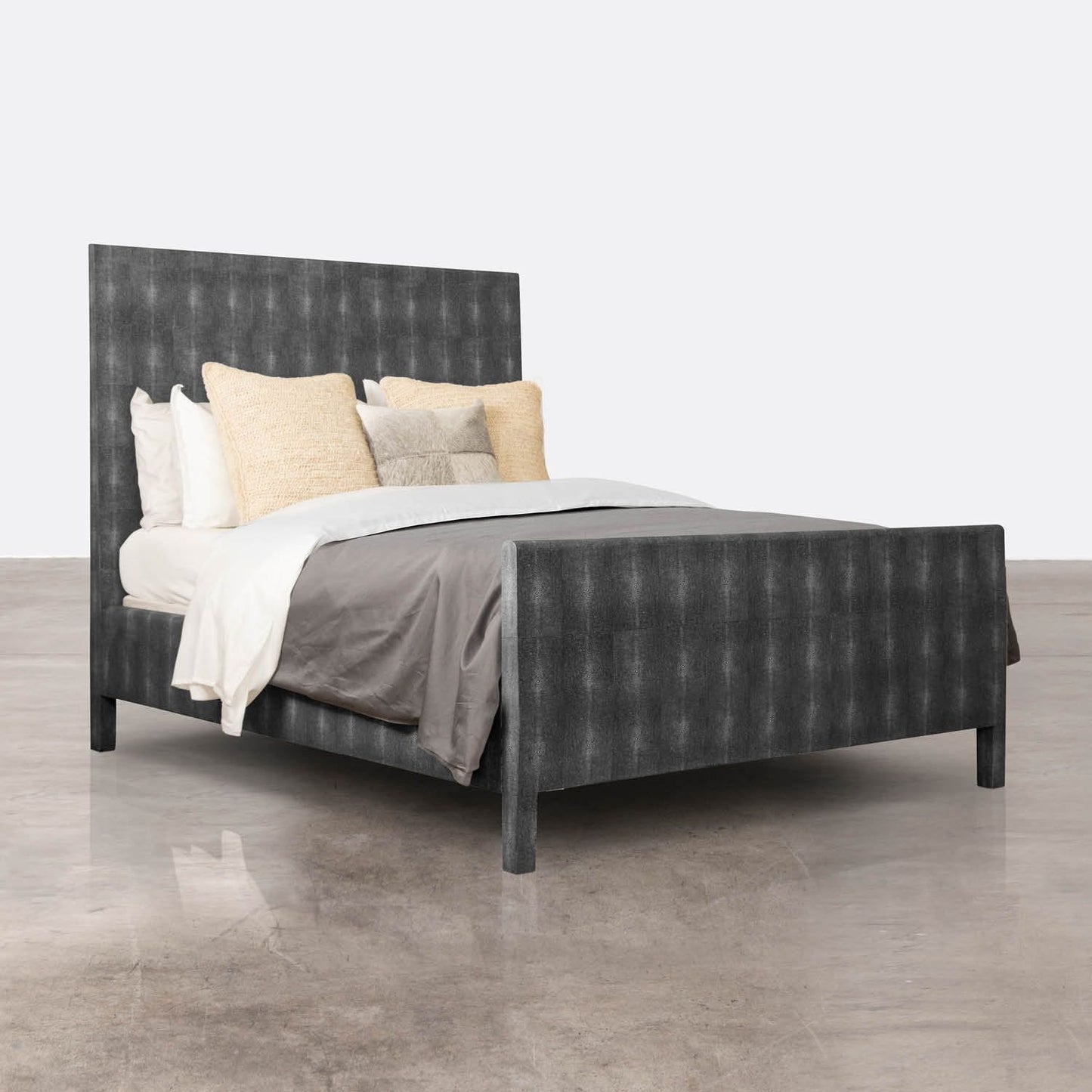 made goods sloan bed cool gray faux shagreen side