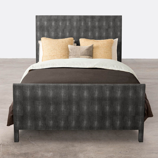Sloane Bed Cool Gray Faux Shagreen