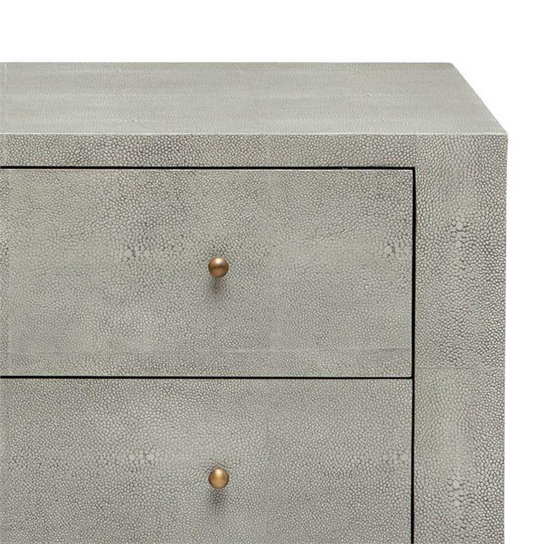 Sorin 3 Drawer Double Nightstand Castor Gray Faux Shagreen