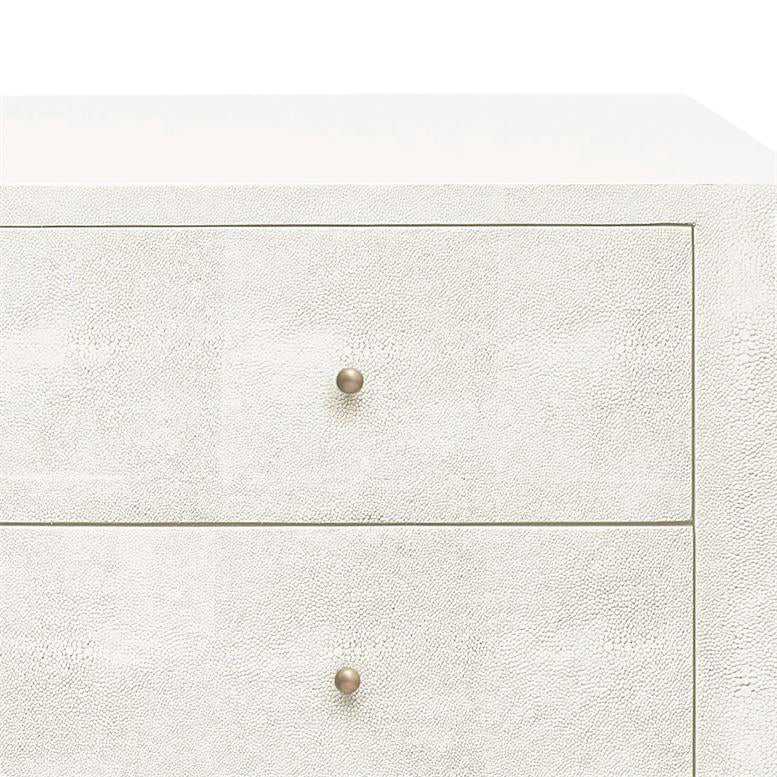 Sorin 3 Drawer Double Nightstand Pristine Faux Shagreen