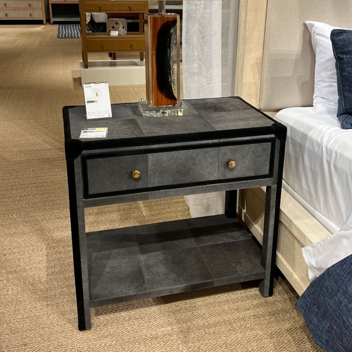 Dark gray wood deals nightstand