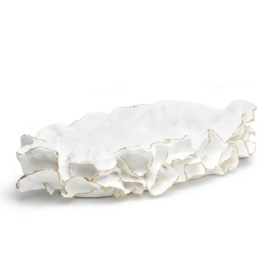 Made Goods Coco Tray White/Gold Faux Coral Small White/Gold