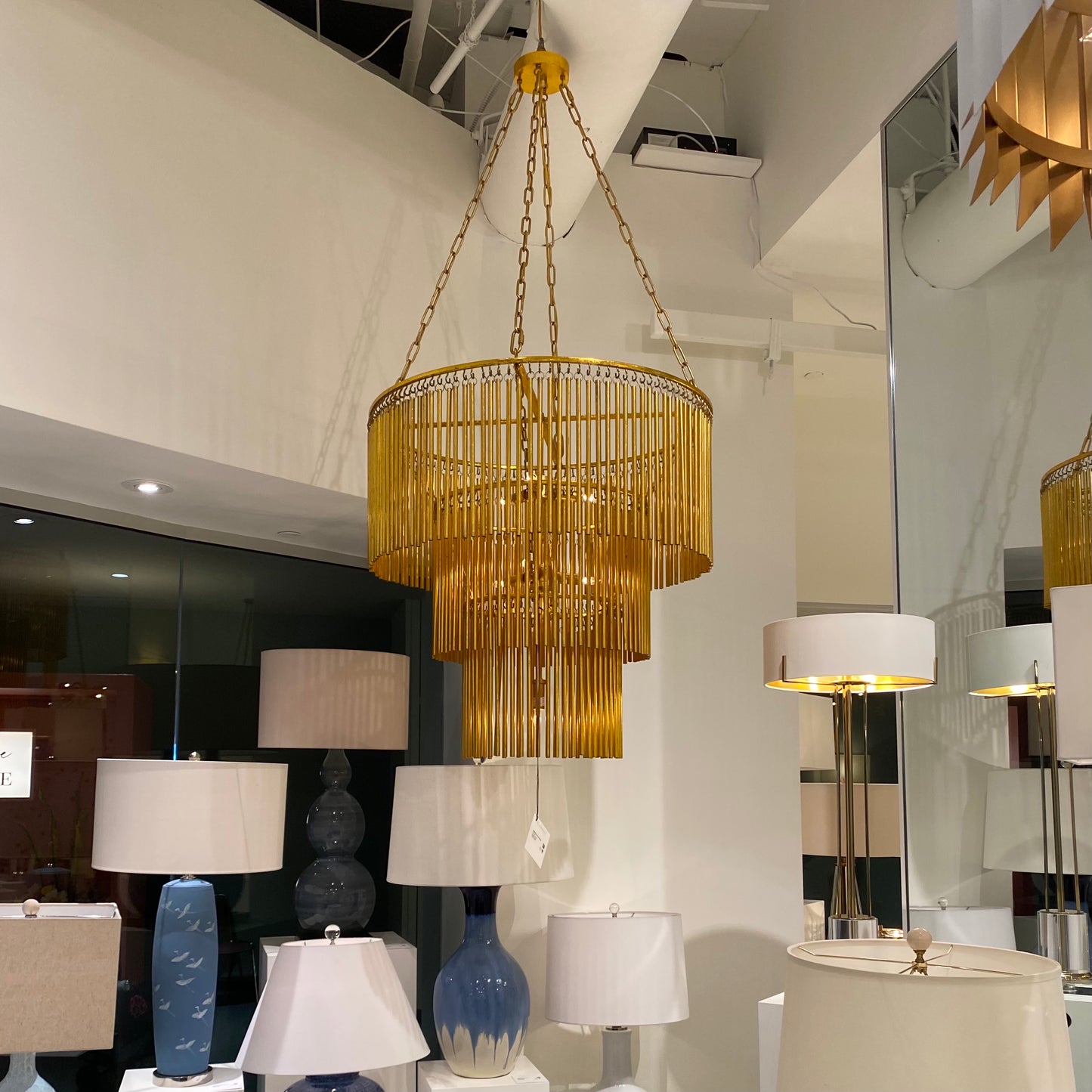 currey and company mantra chandelier gold showroom