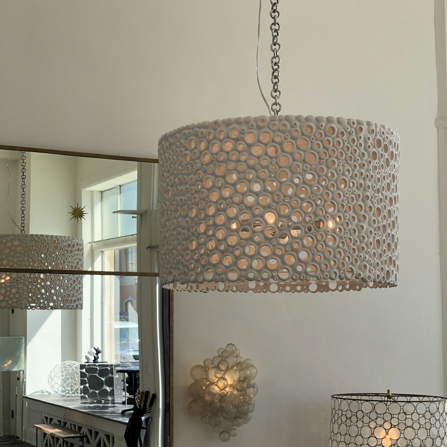 Silver deals drum chandelier