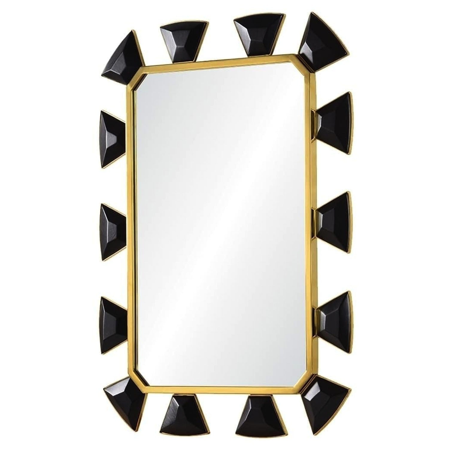 mirror home black leather and burnished brass mirror angle view