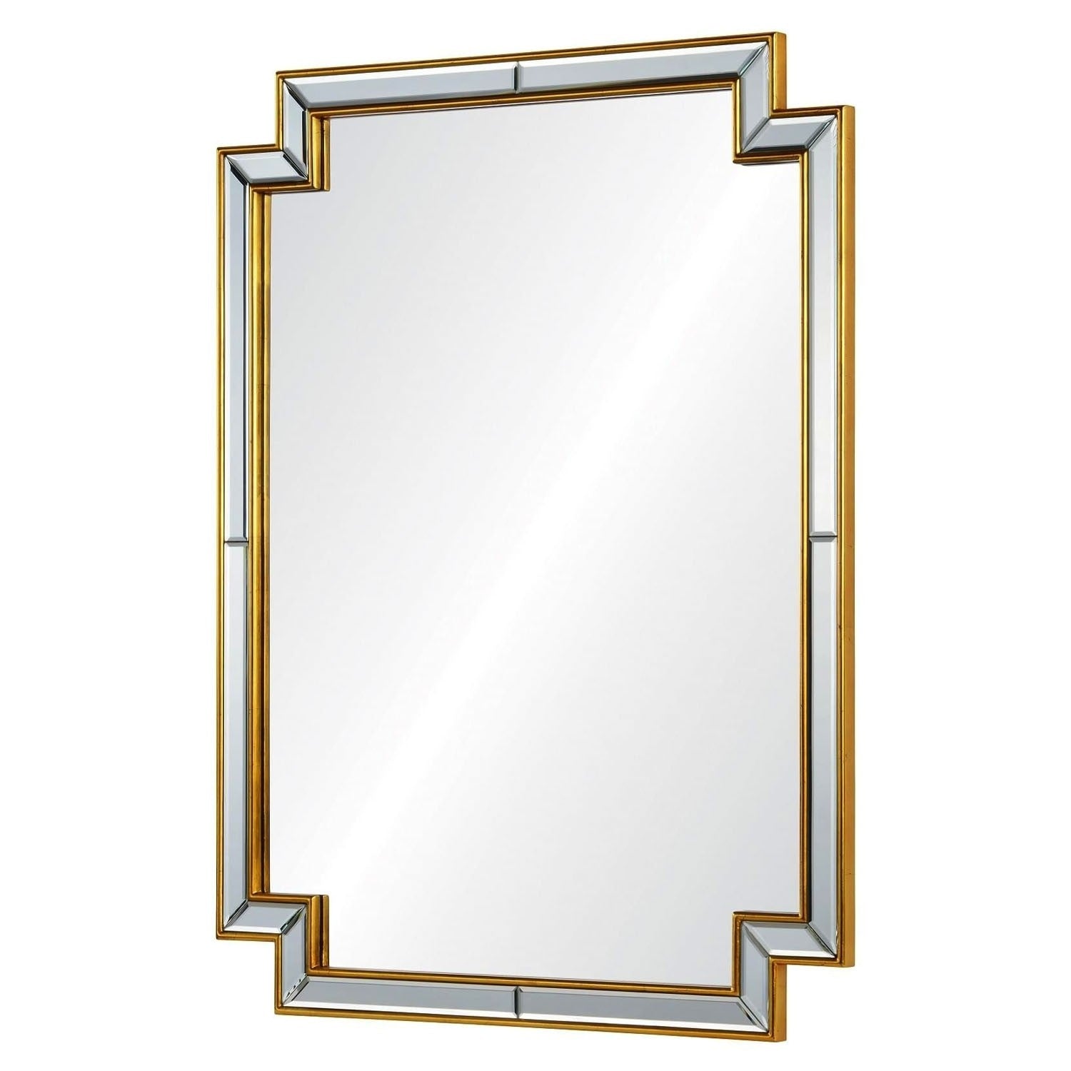 Mirror home distressed gold leaf framed mirror side view