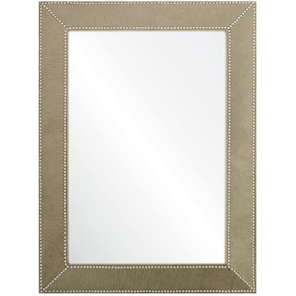 mirror home green hide and bronze nailhead mirror