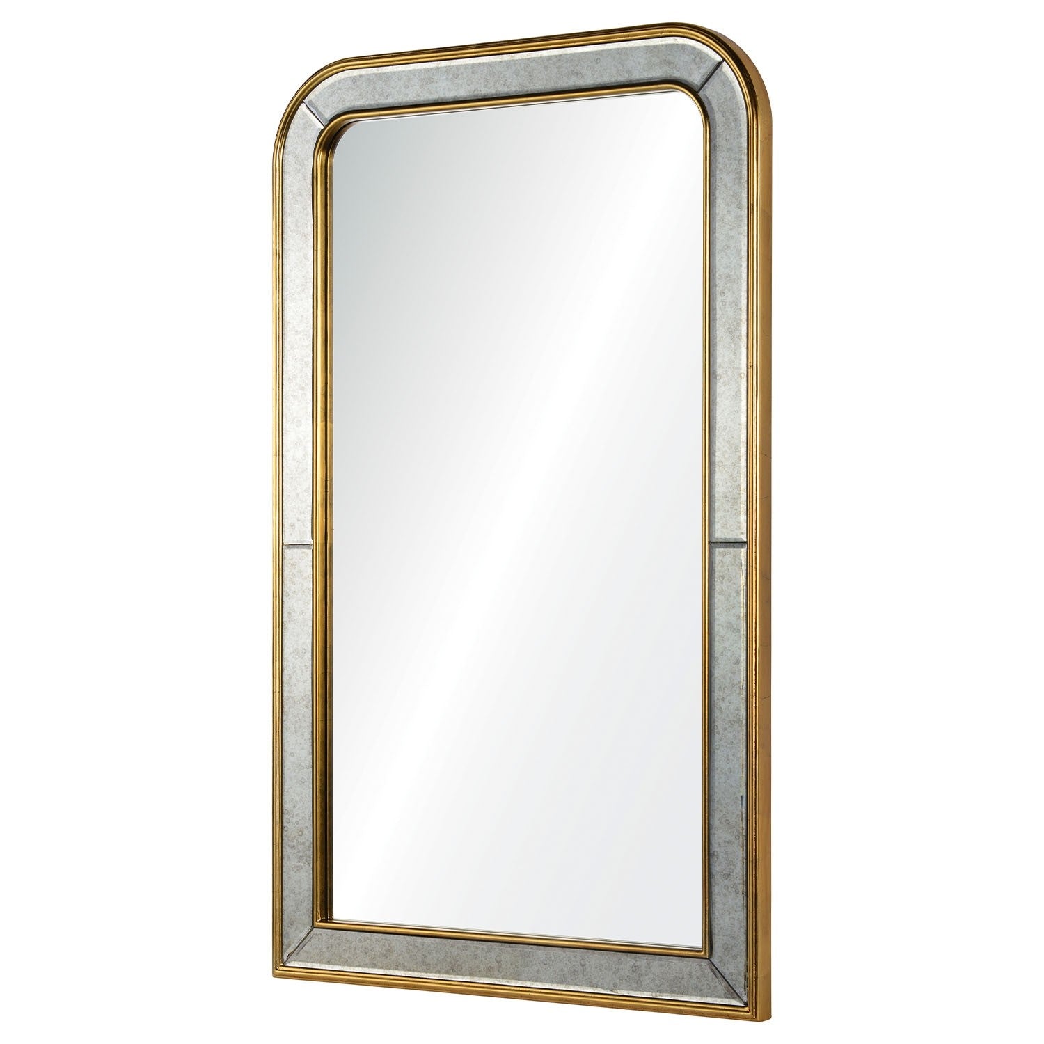 mirror home phillipe burnished gold leaf mirror side view