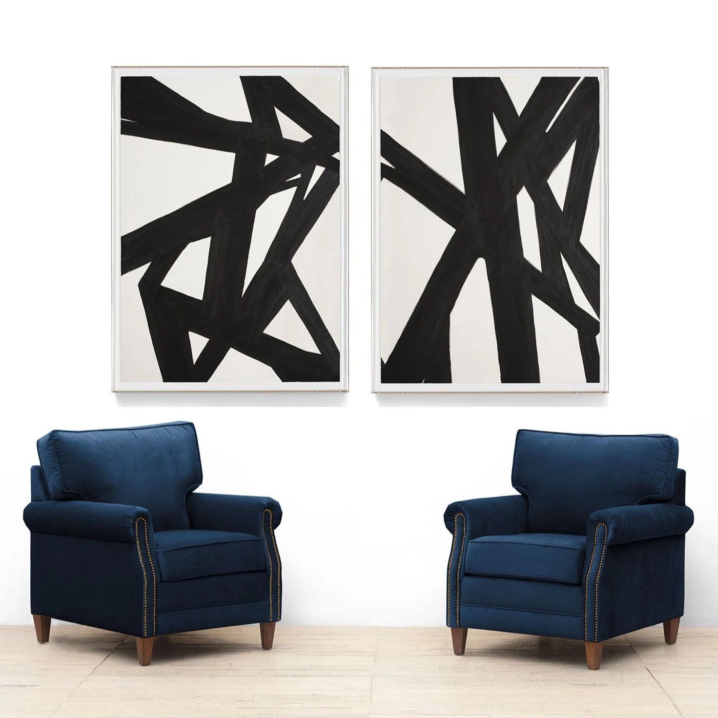 Natural Curiosities Black & White Abstract Painting 2 Artwork Room View