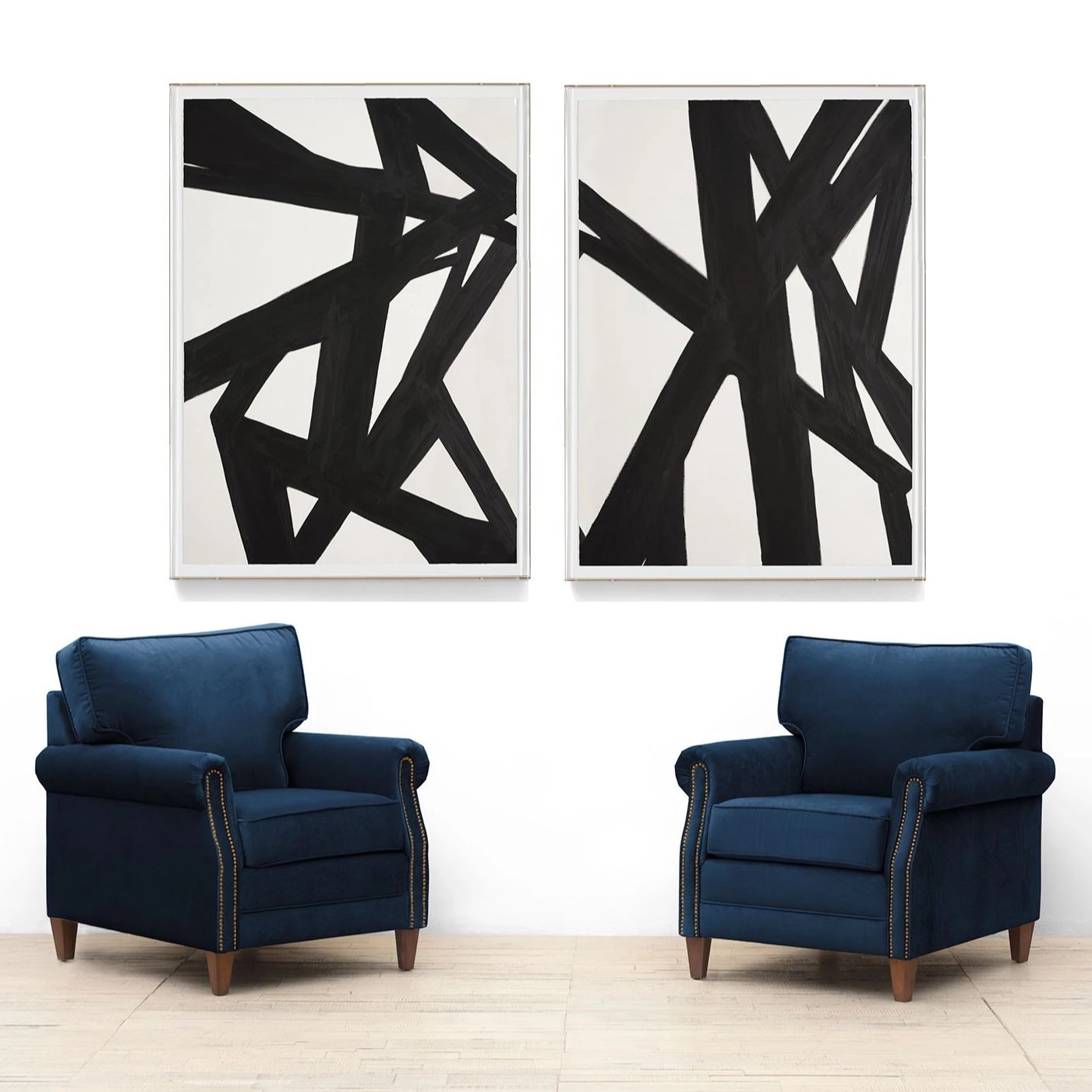 Natural Curiosities Black & White Abstract Painting 1 Artwork Room View